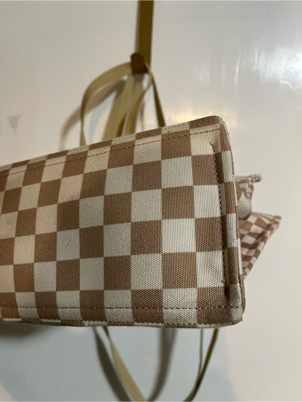 Neutral Checkered Tote Bag - Picture 6 of 15